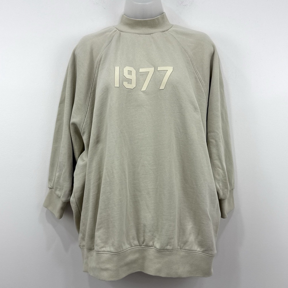 Essentials Fear Of God 1977 Sweatshirt M Beige Mock Neck Gorpcore Oversized